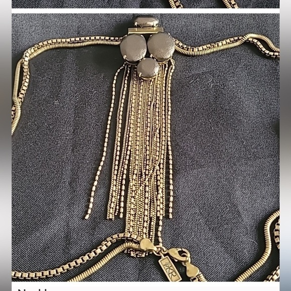 SILPADA KR Bronze Tone Multi Chain Leather Tassel Long Necklace 30 in - retired - Picture 3 of 11